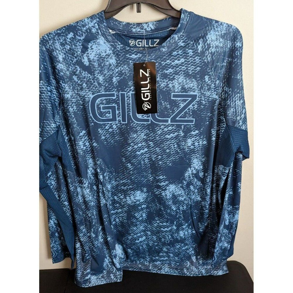 * Gillz Men's LS UV Tournament Series V2 Blue Grunge Print L/S Fishing Shirt XL